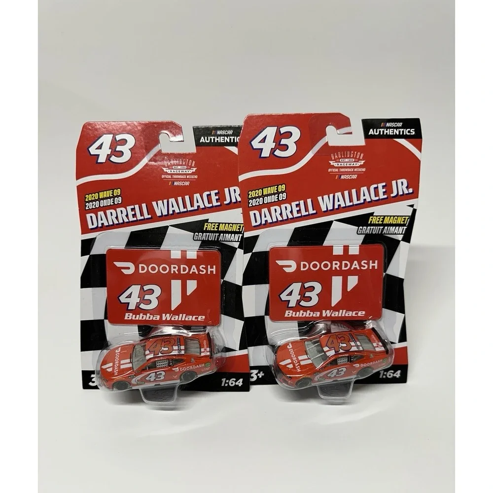 NASCAR Authentics Bubba Wallace #43 DoorDash 1:64 Diecast Lot of 2 Magnet